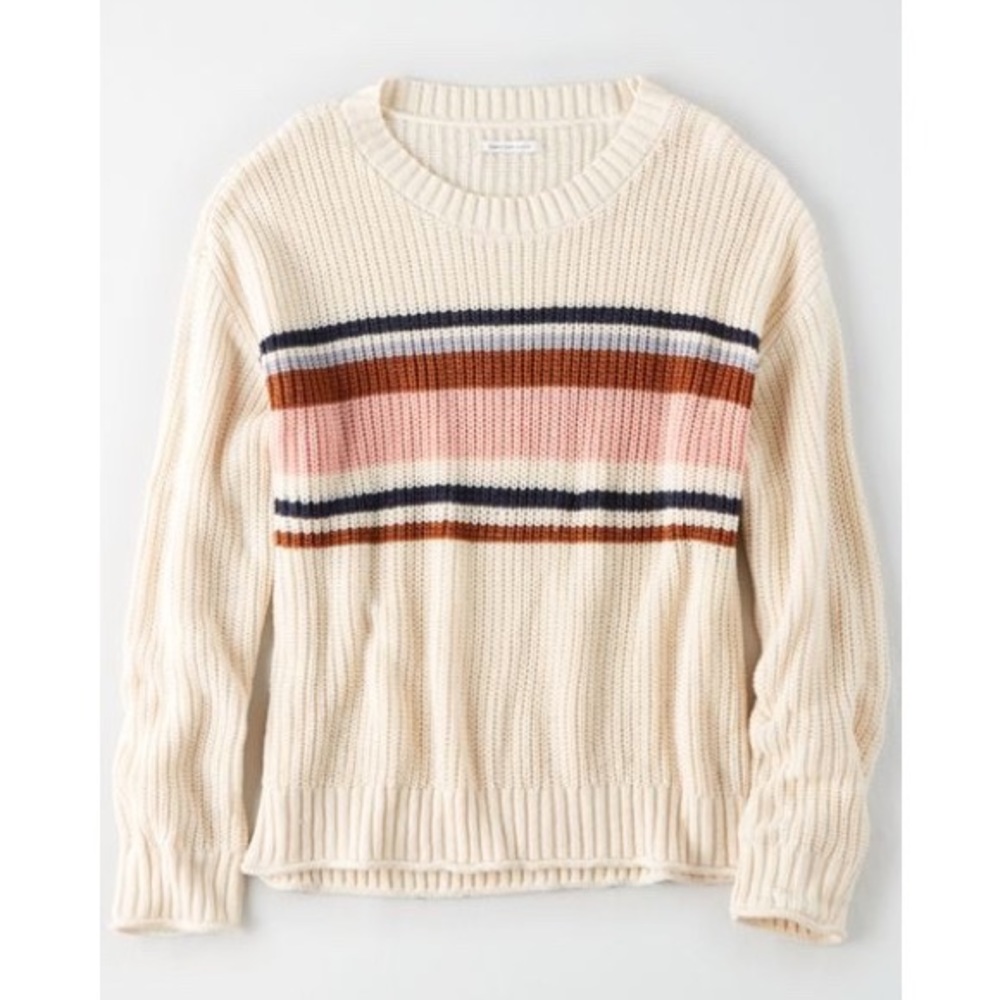 American Eagle Crewneck Striped Sweater
